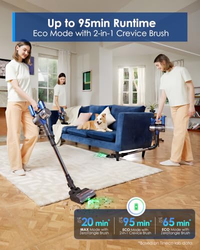 Tineco Pure ONE S50 Pro Cordless Vacuum, 200AW Suction, 95Min Runtime, Anti-Tangle Brush, 120° Green Light, Easily Tackles Large Debris, Stick Vacuum Cleaner for Pet Hair, Carpet & Hard Floor - size: S Series-S50 Pro