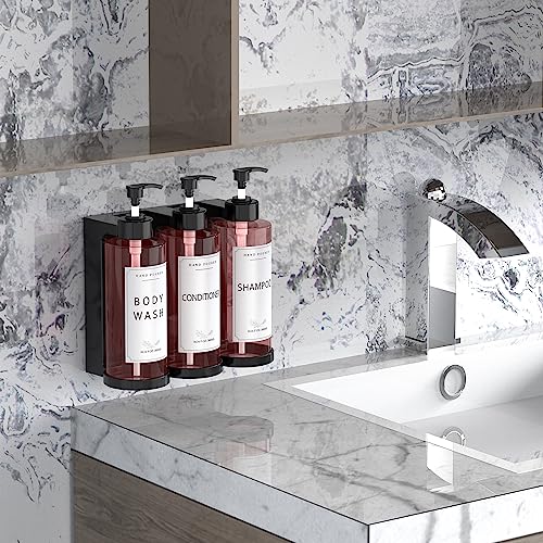 Plastic Soap Dispenser，Wall Mount Shower Pump，No-Drill Wall Mounted Shower Soap Dispenser，Shampoo and Conditioner Dispenser Modern Refillable Shampoo Pump Bottles for Shower Soap - color: 3pcs 300ml