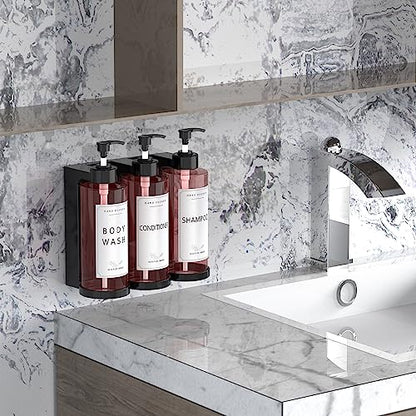 Plastic Soap Dispenser，Wall Mount Shower Pump，No-Drill Wall Mounted Shower Soap Dispenser，Shampoo and Conditioner Dispenser Modern Refillable Shampoo Pump Bottles for Shower Soap - color: 3pcs 300ml