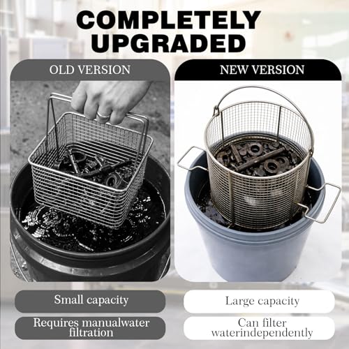 1 Pcs 1/4″ Mesh 5 Gallon Dip and Drain Stainless Steel Part Cleaning Strainer Basket for Buckets, Swing Handle, for Mechanics Auto Parts Washing Garage Shop Home Workshop, Bucket Not Included - size: 5 Gallon,1/4″