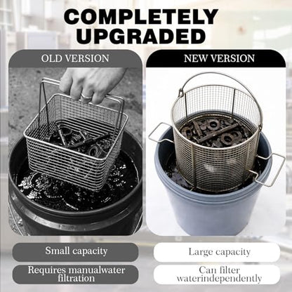 1 Pcs 1/4″ Mesh 5 Gallon Dip and Drain Stainless Steel Part Cleaning Strainer Basket for Buckets, Swing Handle, for Mechanics Auto Parts Washing Garage Shop Home Workshop, Bucket Not Included - size: 5 Gallon,1/4″