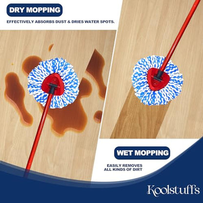 Spin Mop Replacement Head Compatible with RinseClean 2-Tank System, 3 Pack Machine Washable Mop Refills, Removes Dust, Hair & Kitchen Dirt