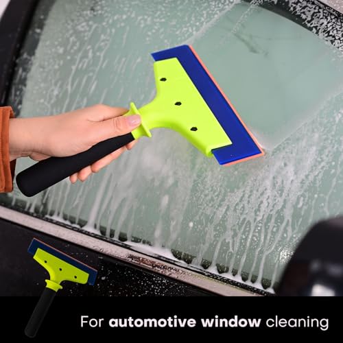 NEWISHTOOL 2 Pack Rubber Squeegee with Nylon Handle for Water Removal, Glass Cleaning, PPF Installing and Window Film Application (8-Inch Blade with Long Handle) - size: 8-Inch Blade with Long Handle