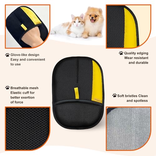 Electrostatic Gloves for Pet Hair Removal: Upgraded 2PCS Animal Fur Removal Tool for Dogs&Cats Efficient Reusable Pet Hair Remover for Couch Carpet Car Seat Clothing Quick Clean (2 pcs-Black) - color: 2 pcs-black