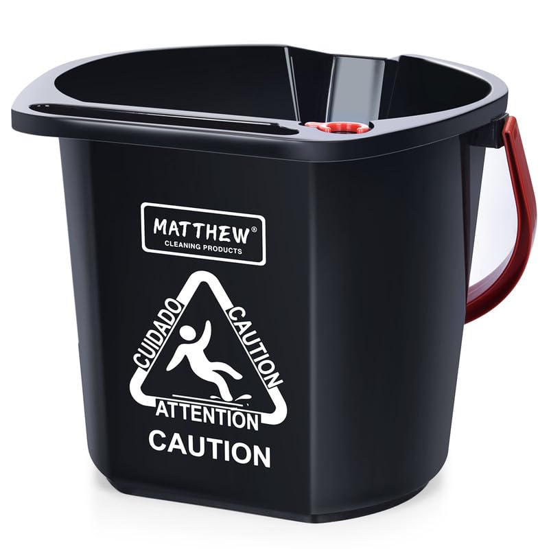Matthew Cleaning 4.2 Gallon Mop Bucket, Heavy Duty Plastic Cleaning Bucket with Built-in Pour Spout, Mop Holder and Comfort Grip Handle, House and Commercial Cleaning Supplies, 1 Pack Black - color: Black, size: 1 Pack