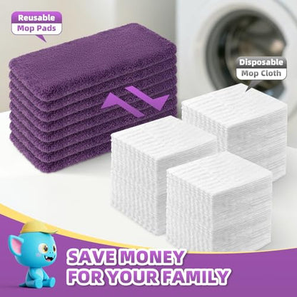 8 Pack Reusable Mop Pads Compatible with Swiffer Sweeper Mop, Dry and Wet Pads Refill, Microfiber Pads, Washable Sweeping Cloths for Surface/Hardwood Floor Cleaning (Purple) - color: Purple