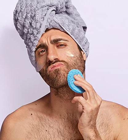 50-Count Compressed Facial Sponges for Daily Cleansing and Gentle Exfoliating, 100% Natural Cellulose Spa Sponge Perfect for Removing Dead Skin, Dirt and Makeup - Blue - color: Blue