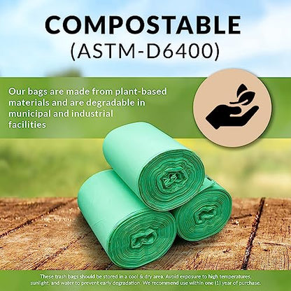 Reli. Compost Bags 3 Gallon (150 Count) | ASTM D6400 Certified | Eco-Friendly Compostable Trash Bags | Food Scrap Liners for Kitchen Bins | Plant-Based Green - size: 1 Count (Pack of 150)