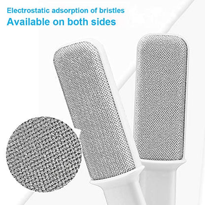 Pet Hair Remover Brush Removal - Portable Dog or Cat Fur Cleaner Tool for Furniture, Carpet, Clothing, Car Seat Self-Cleaning Base Efficient Double-Sided Perfec (White) - color: White