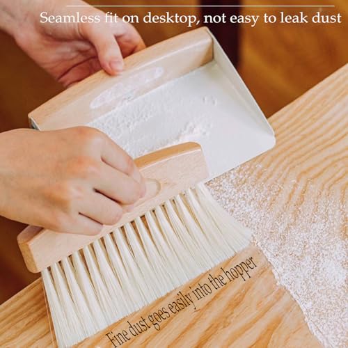 Mini Broom and Dustpan Set Small Metal Dustpan and Brush Set Hand Whisk Broom for Home Office Desktop Sofa Pet Care Household Cleaning (sisal Hemp bristles, White) - color: White