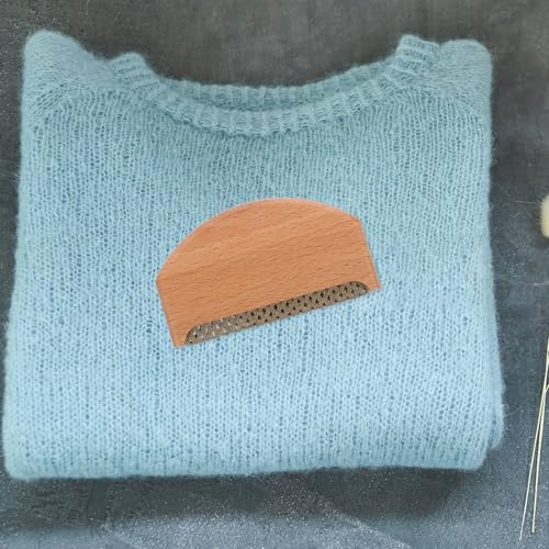 Kichvoe 2pcs Manual Portable Lint Remover Hair Scraper for Clothes and Carpet, Wooden Fabric Scraper for Sweaters and Wool Coats, Reusable Pet Hair Lint Shaver for Home Cleaning