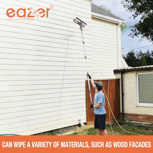 Eazer 3-in-1 Spray Window Squeegee Cleaner, 76" Window Washing Kit with 5-Section Extension Pole, Microfiber & Chenille Pads, Glass Wiper for Indoor/Outdoor & Car