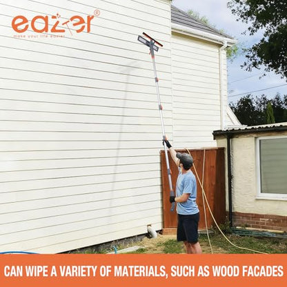 Eazer 3-in-1 Spray Window Squeegee Cleaner, 76" Window Washing Kit with 5-Section Extension Pole, Microfiber & Chenille Pads, Glass Wiper for Indoor/Outdoor & Car