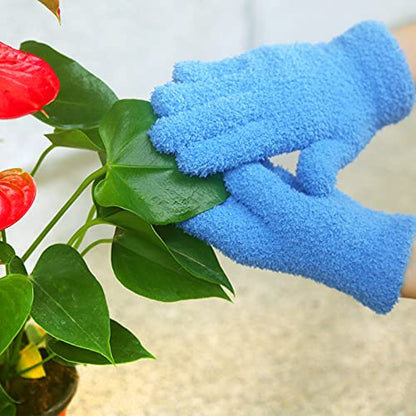 Evridwear Microfiber Plant Dusting Gloves Reusable Leaf Cleaning Glove for Houseplants,Blinds,Furniture and Small Objects - color: Blue 1 Pair, size: Small/Medium (Pack of 1)