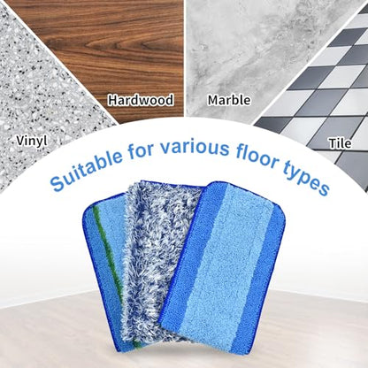 8 Pack Microfiber Cleaning Pad for Bona Mop Hardwood & Hard Surface Floors Dry and Wet Floor Cleaning - Includes 4 Microfiber Cleaning Pad, 2 Deep Clean Pads and 2 Dusting Pad - Dual Zone Cleaning - color: 4+2+2blue&grey
