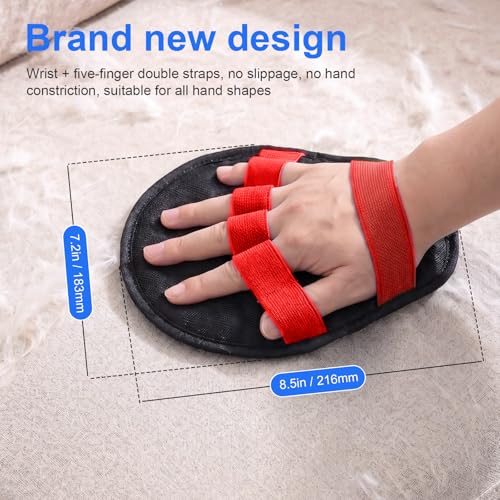 Upgraded Five-Finger Electrostatic Pet Hair Removal Gloves, Reusable Cat & Dog Hair Remover for Couch, Furniture, Carpet, Car Seat, Clothing - Magic Brush Pet Grooming Glove (Red) - color: Red