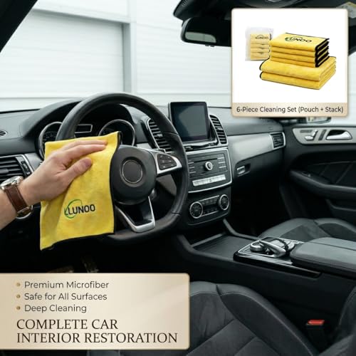 Microfiber Car Wash Towel Set (Pack of 6), 2X 11.8"x15.7" + 4X 11.8"x11.8", Ultra Soft Lint-Free Absorbent Drying Cloth for Auto Detailing, Scratch-Free & Quick Dry