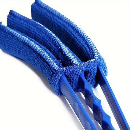 3Pcs Reusable Blind Cleaner Brush Set Dusting Tool for Blinds Shutters Curtains Washable Detachable Microfiber Duster for AC Vents Car Vents Window Blinds, Blue