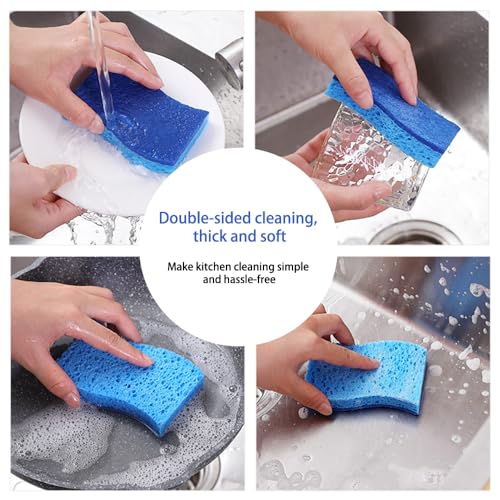4 Pack Non-Scratch Scrub Sponges, Long Lasting Heavy Duty Kitchen Cleaning Sponges, Kitchen Sponges for Cleaning Home, Dishes and Bathroom & More