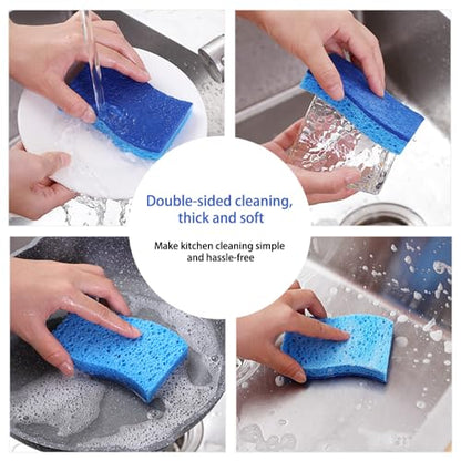 4 Pack Non-Scratch Scrub Sponges, Long Lasting Heavy Duty Kitchen Cleaning Sponges, Kitchen Sponges for Cleaning Home, Dishes and Bathroom & More