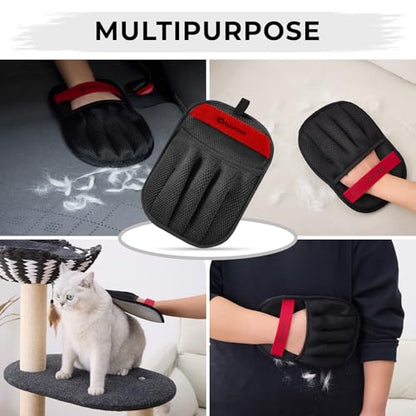 Pet Hair Remover for Laundry, Pet Hair Remover Glove (2 Pack) – Reusable Electrostatic Pet Hair Removal Mitt for Couch, Carpet, Car Seat & Laundry – Cat & Dog Fur Cleaning Tool for Furniture - color: Black 2PCs