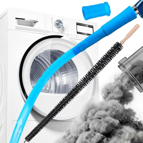 Universal Dryer Vent Cleaner Kit, Flexible Dryer Vacuum Hose Attachment and Lint Brush (Blue)