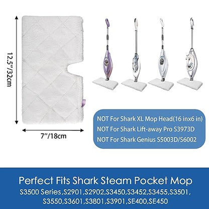 S3501 S3601 Steam Mop Replacement Pads Compatible with Shark Steam Pocket Mop, Vacmop Replacement Pads for Shark Steamer Pads S3500 Series S3501 S3601 S3550 S3601D S3901 S3801 S3801CO, White - color: 4 Pack Short Plush