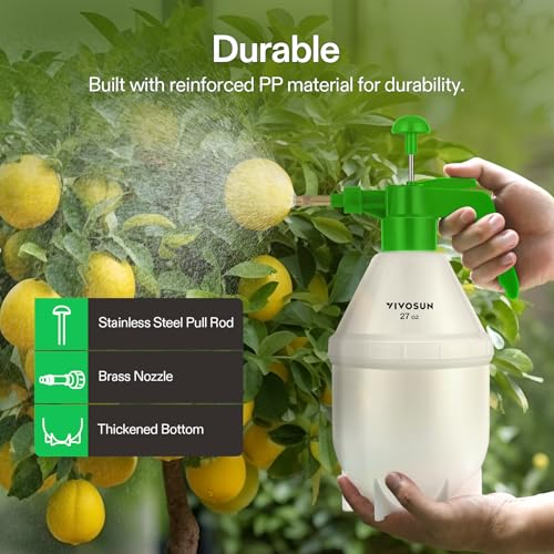 VIVOSUN 27oz Pump Sprayer, Handheld Garden Water Sprayer Bottle with Adjustable Brass Nozzle, for Spraying Plants, Flowers, Weeds and Cleaning, Green - color: Green, size: 27oz