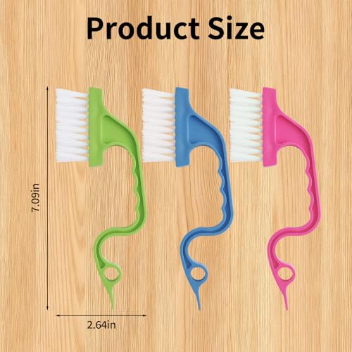 Window Track Cleaning Brush Set, 3 Pack Crevice & Groove Cleaner with 2-in-1 Brush and Built-in Scraper, Multipurpose Window Track Cleaning Tools for Sliding Door Tracks, Blinds, Gaps