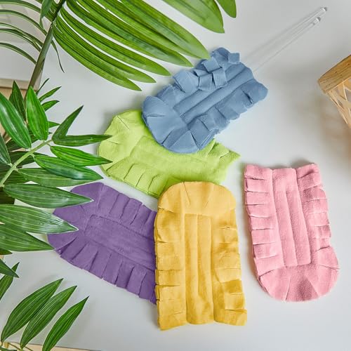 Zubebe 12 Pcs Duster Refill Reusable Fleece Duster Refills Feather Flat Dusters Multi Surface Washable Cleaning Pads Tools for Home, Blinds, Car, Pet, Furniture, Fans (Rainbow Colors) - color: Vivid Color