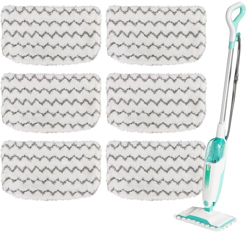 6 Pack Steam Mop Replacement Pads, Microfiber Floor Cleaning Pads Compatible with Shark S1000 Series Steam Mops, Reusable Washable Mop Refills for Hardwood and Tile Floors