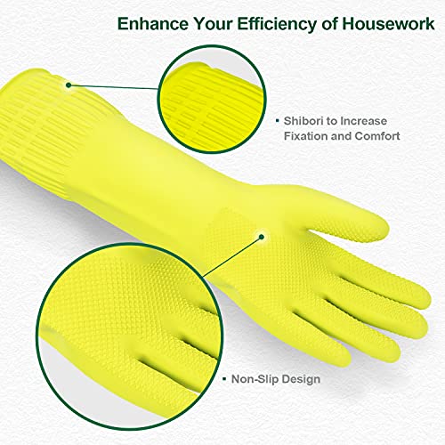DABOGOSA MAMISON Reusable Household Dishwashing Cleaning Rubber Gloves, Non-Slip Kitchen Glove (1 Pair) - color: Green, size: Medium (Pack of 2)