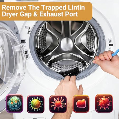 Dryer Lint Cleaner Kit, 3Pcs Nylon Bristle Brush, Flexible Stainless Steel Handle, for Cleaning Vent Trap & Refrigerator Coil