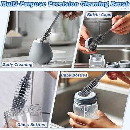 10.62" Gray Cup Cleaner Brush – Long Handle for Water Bottles, Thermos, Sports Bottles, and Narrow Containers