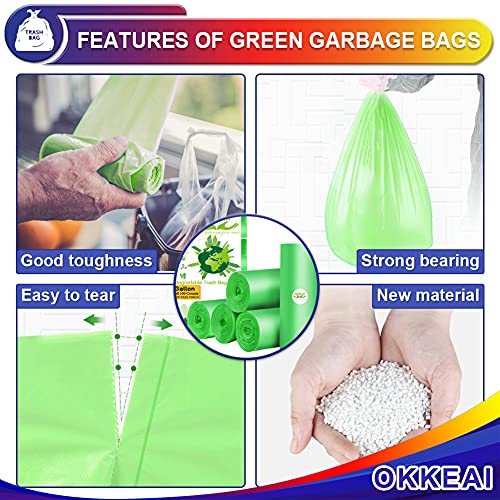 OKKEAI 3 Gallon Small Trash Bags 100 Counts Small Trash Can Liners Garbage Bags Mini 10L Wastebasket Bin Liners Bags for Bathroom Kitchen Bedroom Living Room Office,Green - style: 3 Gallon-100-Green