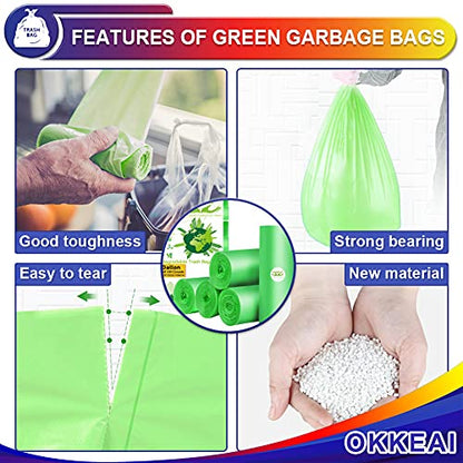 OKKEAI 3 Gallon Small Trash Bags 100 Counts Small Trash Can Liners Garbage Bags Mini 10L Wastebasket Bin Liners Bags for Bathroom Kitchen Bedroom Living Room Office,Green - style: 3 Gallon-100-Green