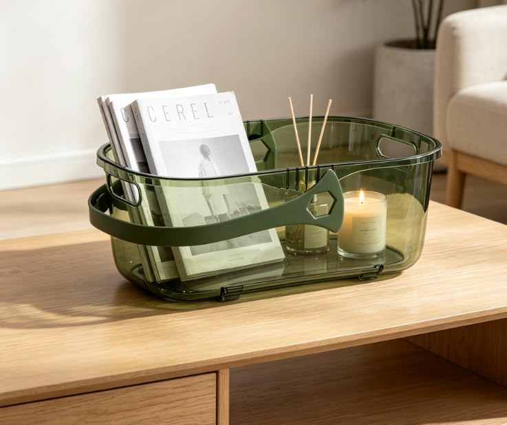 Transparent Thickened Water Bucket, Household Hand-held Rectangular Water Bucket, Student Laundry Bucket, Large Storage Bucket, Mop Bucket - color: Green