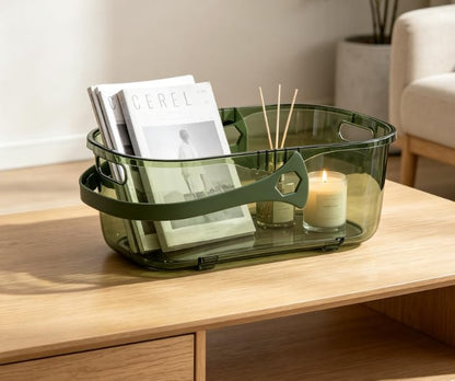 Transparent Thickened Water Bucket, Household Hand-held Rectangular Water Bucket, Student Laundry Bucket, Large Storage Bucket, Mop Bucket - color: Green
