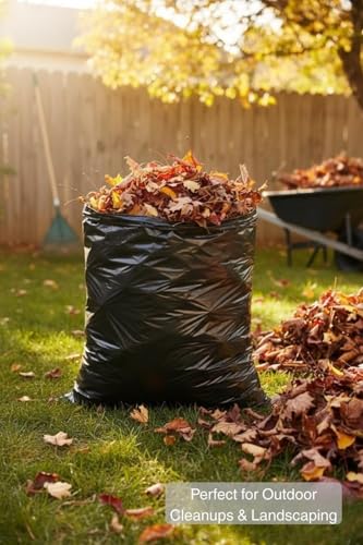 95-96 Gallon Extra-Large Black Garbage Can Liners, Heavy-Duty Trash Bags, 50 Bags, 1.5 Mil Thick, Ideal for Commercial & Home Use