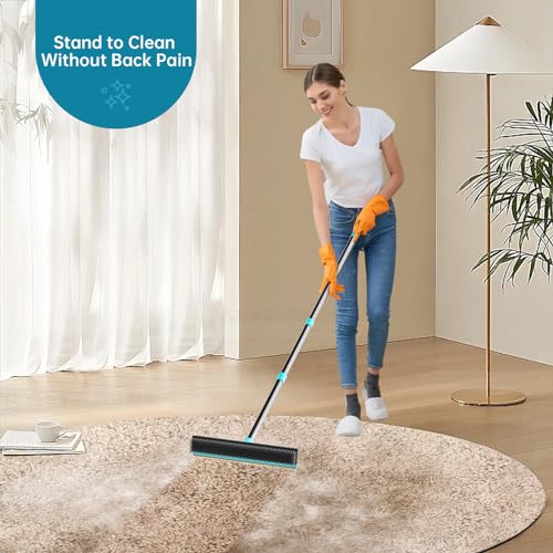 Carpet Rake - 60" Long Handle Pet Hair Removal with Metal Fabric Edge Design,Carpet Broom,Carpet Rake for Carpets, Rugs,Mats,Couch,Stairs(3 pcs) - color: Blue, size: PRO Combo 3