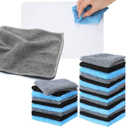 Tanlade Cleaning Cloth Dry Erase Cloth Cleaning Rags Reasonable Kitchen Towels Microfiber Towels Cars Wash(6 x 6 Inch,Blue/Gray/Black,50 Pcs) - color: Blue/Gray/Black, size: 6 x 6 Inch