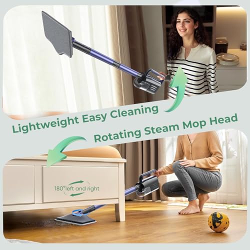 6-in-1 Steam Mop with Detachable Handheld Steamer Professional Steam Mop for Floor Cleaning, Sanitizing Steam Cleaner with Hot Vapor Technology Amethyst