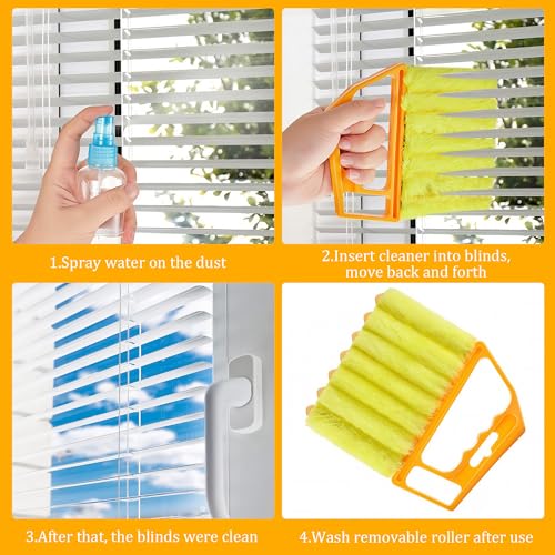 Mini Blind Cleaner Tool for Window Blinds, Microfiber Handheld Blind Duster with Reusable Sleeves, Easy Dusting Brush for Car and Home, Effective Shutter and Vent Cleaning Tool, Yellow - color: Yellow