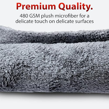 Adam's Borderless Grey Microfiber Towel (1pk) - Premium Ultra Soft Car Detailng Towel Cloths, 480gsm - Safe for Car Wash, Home Cleaning & Pet Drying Cloths (16 Inch x 16 Inch) - size: Pack of 1