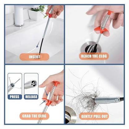 Drain Snake,33 inch Flexible Claw Grabber Tool,Drain Clog Remover - Snake Drain Hair Removal Tool for Home Sink, Bathroom Tub,Drain, Toilet, Tight Spaces - style: 33 in