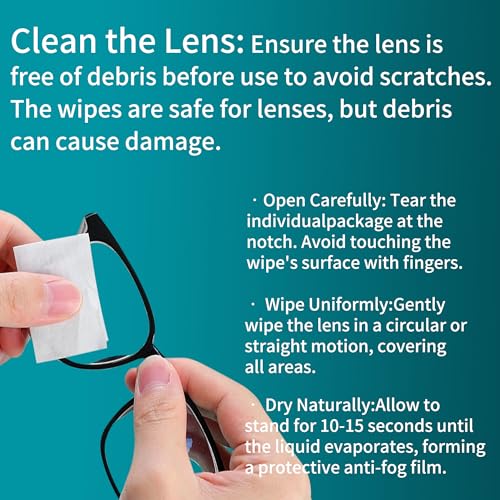 Anti-Fog Lens Wipes (12x12cm) – Larger Size, 100-Count, Individually Wrapped, Pre-Moistened Cleaning Sheets for Glasses, Goggles & Screens, No-Residue, Streak-Free Fog Prevention