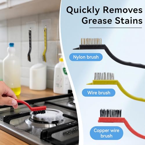 13PCS Crevice Cleaning Brush Set,Multifunctional Cleaning Brush Tools,Hard Bristle Crevice Cleaning Supplies for Kitchen, Bathroom, Cup,Window