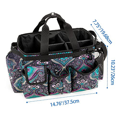 LoDrid Large Wearable Cleaning Caddy Bag with Detachable Divider, Cleaning Supply Tote Organizer with Handles and Adjustable Shoulder Strap for Cleaners & Housekeepers, Totem - color: Totem