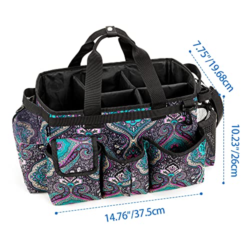 LoDrid Large Wearable Cleaning Caddy Bag with Detachable Divider, Cleaning Supply Tote Organizer with Handles and Adjustable Shoulder Strap for Cleaners & Housekeepers, Totem - color: Totem