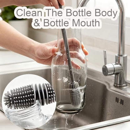 Long Handle Silicone Bottle & Cup Brush – Flexible Deep Cleaning for Bottles, Cups and Containers